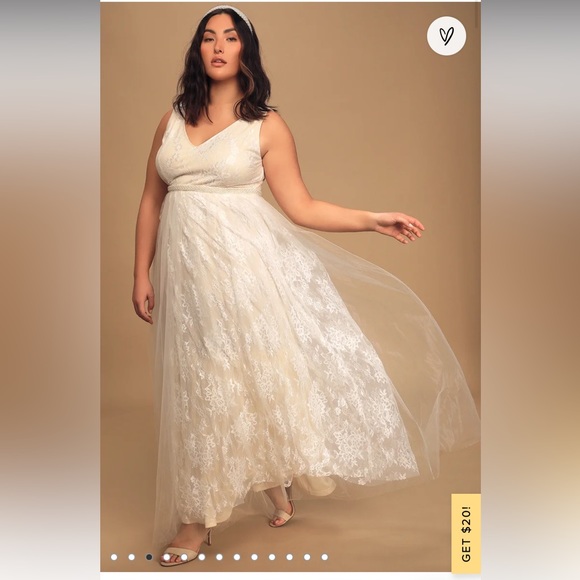 Lulus | Dresses | Lulus Sweet Love Ivory Lace Beaded Maxi Dress Large Nwt |  Poshmark